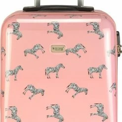 Uitgang 😍 Princess Traveller Trendy Animal Collection - 👜 Handbagage Koffer - Zebra - Roze - 56cm 🥰