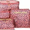 Promo 😀 Jealie Packing Cubes 6-delig - Kleding Organiser Set - Opbergzakken - Reis Zakken - Inpak Kubussen - 🎒 Backpack - Reizen - Luipaard Print - Roze 🔔