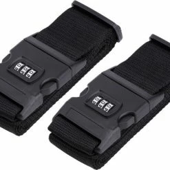 Gloednieuw ⌛ Merkloos Pakket Van 2x Stuks Kofferriemen/bagageriemen Met Cijferslot 200 Cm - Kofferspandband Zwart 🌟