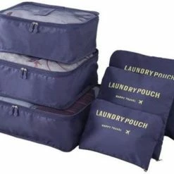 Korting 👍 Jealie Packing Cubes 6-delig - Kleding Organiser Set - Opbergzakken - Reis Zakken - Inpak Kubussen - 🎒 Backpack - Reizen - Blauw 🥰