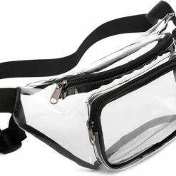 Groothandel 🛒 Merkloos Heuptas Holografisch - Fanny Pack - Buideltasje - Heuptasje Dames - Festival Tasje - PVC - 28 X 15 Cm - Transparant - Zwart ❤️