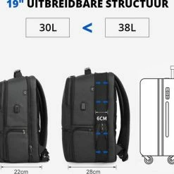Goedkoop ✔️ Brandie® - Rugzak - Laptop Rugzak Tot 15.6 Inch Voor Unisex - Schooltas - Waterdicht - Anti-diefstal TSA Slot - USB Poort - Met Regenhoes - Schoudertas Voor Reizen En Zakelijk Werk - Gewicht 1.3KG - Maat18*30*47 Inch - Zwart 🔥 -Samsonite Winkel 550x504 4