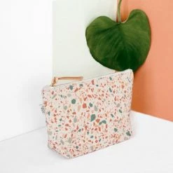 Beste deal 🧨 Merkloos Make-Up Tasje / Etui / Toilettas Met Trendy Kleurrijk Terrazzo Patroon - Terracotta Groen 🤩 -Samsonite Winkel 550x506 7