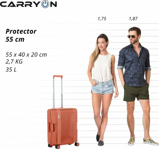 Aanbiedingen 🎁 CarryOn Protector Luxe 👜 Handbagage Koffer - Trolley 55cm Met TSA-klikslot - 4-delige Packer Set - Ultralicht - Terra Oranje 😉 9 Aanbiedingen 🎁 CarryOn Protector Luxe 👜 Handbagage Koffer - Trolley 55cm Met TSA-klikslot - 4-delige Packer Set - Ultralicht - Terra Oranje 😉 - Afbeelding 7