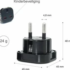 Korting 🤩 Colorful Sun® Universele Wereldstekker - Reisstekker Type E & F - UK Naar EU/ID/KR - 1 Stuk - Engeland, Schotland(UK), Hong Kong, Ierland, Malta, Maleisië, Singapore Naar Europa(EU), Indonesië, Korea - Kinderbeveiliging - Zwart 🥰 -Samsonite Winkel 550x516 4