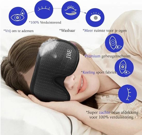 Beste deal π JBE Slaapmasker- Voor Mannen En Vrouwen - Traagschuim Oogmasker - Nachtmasker - 100% Verduisterend π 4 Beste deal π JBE Slaapmasker- Voor Mannen En Vrouwen - Traagschuim Oogmasker - Nachtmasker - 100% Verduisterend π - Afbeelding 2