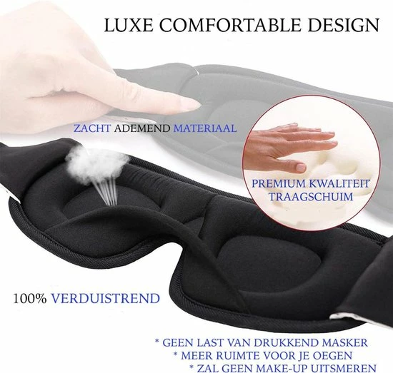 Beste deal π JBE Slaapmasker- Voor Mannen En Vrouwen - Traagschuim Oogmasker - Nachtmasker - 100% Verduisterend π 9 Beste deal π JBE Slaapmasker- Voor Mannen En Vrouwen - Traagschuim Oogmasker - Nachtmasker - 100% Verduisterend π - Afbeelding 7