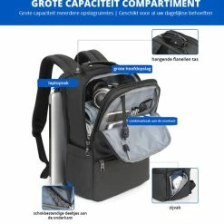 Goedkoop ✔️ Brandie® - Rugzak - Laptop Rugzak Tot 15.6 Inch Voor Unisex - Schooltas - Waterdicht - Anti-diefstal TSA Slot - USB Poort - Met Regenhoes - Schoudertas Voor Reizen En Zakelijk Werk - Gewicht 1.3KG - Maat18*30*47 Inch - Zwart 🔥 -Samsonite Winkel 550x525 5