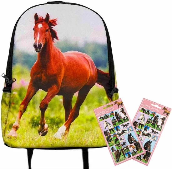 Hete verkoop π B&B Slagharen Rugzak Paard- Rugtas Bruin Paard- 42cm X 28cm X 12cm- Incl. Setje Paarden Stickers π 3 Hete verkoop π B&B Slagharen Rugzak Paard- Rugtas Bruin Paard- 42cm X 28cm X 12cm- Incl. Setje Paarden Stickers π