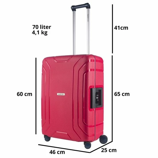 Coupon 🤩 CarryOn Steward TSA Reiskoffer - 65cm Trolley Met Kliksloten - Dubbele Wielen - Rood 😉 10 Coupon 🤩 CarryOn Steward TSA Reiskoffer - 65cm Trolley Met Kliksloten - Dubbele Wielen - Rood 😉 - Afbeelding 8