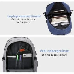 Nieuw ⭐ Kono Rugzak - Laptoptas 15 6 Inch - Rugtas Voor Mannen/Vrouwen - Schooltas Met USB Poort- Tas Voor School, Werk En Reizen - Blauw (E6715 NY) 👍 -Samsonite Winkel 550x550 208