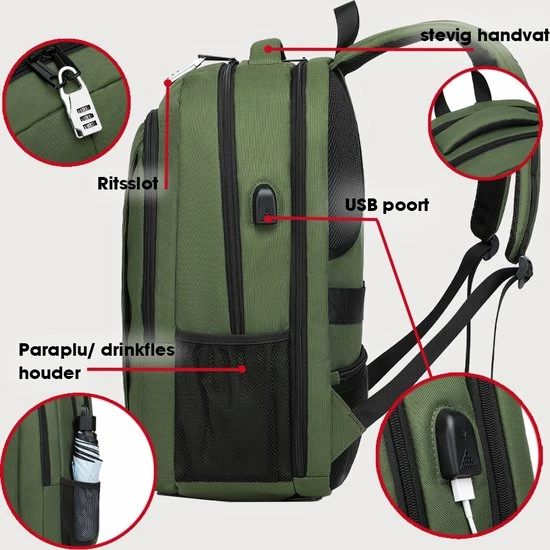 Nieuw π Kono Rugzak XL - Schooltas - 17,3 Inch Laptop Rugtas - Dames/Heren - 36L - Waterafstotend - Groen βοΈ 5 Nieuw π Kono Rugzak XL - Schooltas - 17,3 Inch Laptop Rugtas - Dames/Heren - 36L - Waterafstotend - Groen βοΈ - Afbeelding 3