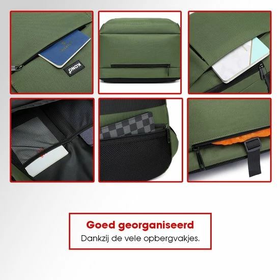 Nieuw π Kono Rugzak XL - Schooltas - 17,3 Inch Laptop Rugtas - Dames/Heren - 36L - Waterafstotend - Groen βοΈ 8 Nieuw π Kono Rugzak XL - Schooltas - 17,3 Inch Laptop Rugtas - Dames/Heren - 36L - Waterafstotend - Groen βοΈ - Afbeelding 6