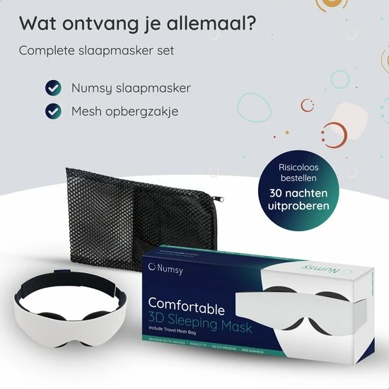 Hete verkoop โญ Numsy Luxe 3D Slaapmasker Unisex - Oogmasker Slaap - 100% Verduisterend ๐ 4 Hete verkoop โญ Numsy Luxe 3D Slaapmasker Unisex - Oogmasker Slaap - 100% Verduisterend ๐ - Afbeelding 2