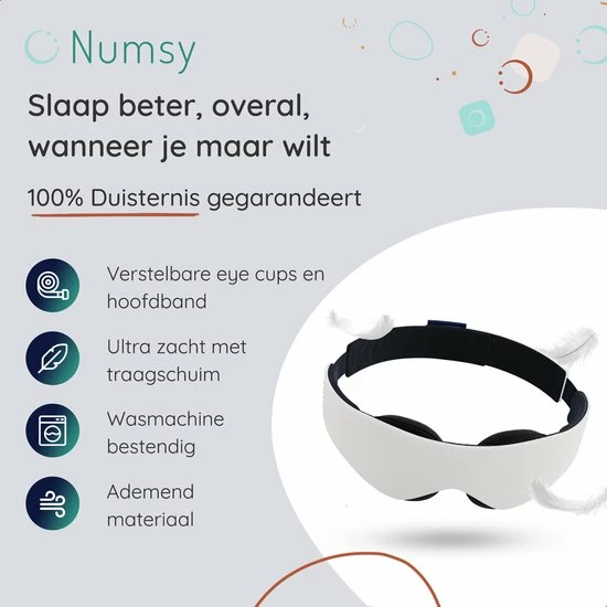 Hete verkoop โญ Numsy Luxe 3D Slaapmasker Unisex - Oogmasker Slaap - 100% Verduisterend ๐ 8 Hete verkoop โญ Numsy Luxe 3D Slaapmasker Unisex - Oogmasker Slaap - 100% Verduisterend ๐ - Afbeelding 6
