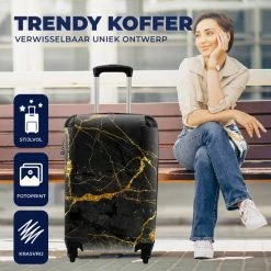 Uitgang 😍 MuchoWow® Koffer - Marmer - Goud - Zwart - Marmerlook - Luxe - Glitter - Past Binnen 55x40x20 Cm En 55x35x25 Cm - 👜 Handbagage - Trolley - Fotokoffer - Cabin Size - Print 🎁 -Samsonite Winkel 550x550 700