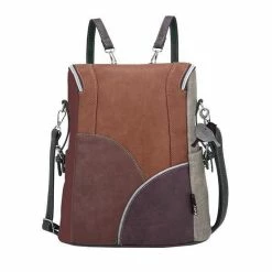 Kopen 🧨 Noi-Noi 'Swoops' - Rugzak - Schoudertas - Bordeaux Rood / Cognac / Beige - Anti Diefstal - Multifunctioneel - Dames - NN-243-01 🛒