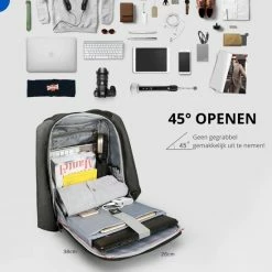 Flash-uitverkoop 🛒 Thuys Anti Diefstal Rugzak - Anti Diefstal Tas USB En AUX - Anti Theft 🎒 Backpack Waterafstotend - Voor 15.6 Inch Laptop - Hoogwaardig 🌟 -Samsonite Winkel 550x550 837