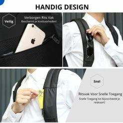 Flash-uitverkoop 🛒 Thuys Anti Diefstal Rugzak - Anti Diefstal Tas USB En AUX - Anti Theft 🎒 Backpack Waterafstotend - Voor 15.6 Inch Laptop - Hoogwaardig 🌟 -Samsonite Winkel 550x550 845