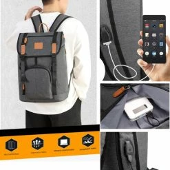 Kopen 🧨 Merkloos Rugzak - 15.6 Inch Laptoptas - Rugzakken - Kerstmis - Kerstfeest - 🎅 Christmas Gift - Waterdichte - Met Laptopvak - Heren - Dames - Jongens - Meisjes - Grijs - Zwart 🔥 -Samsonite Winkel 550x550 91