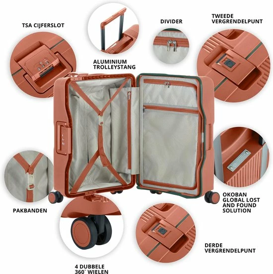 Aanbiedingen 🎁 CarryOn Protector Luxe 👜 Handbagage Koffer - Trolley 55cm Met TSA-klikslot - 4-delige Packer Set - Ultralicht - Terra Oranje 😉 7 Aanbiedingen 🎁 CarryOn Protector Luxe 👜 Handbagage Koffer - Trolley 55cm Met TSA-klikslot - 4-delige Packer Set - Ultralicht - Terra Oranje 😉 - Afbeelding 5