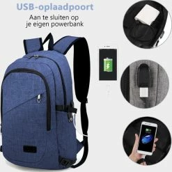 Nieuw ⭐ Kono Rugzak - Laptoptas 15 6 Inch - Rugtas Voor Mannen/Vrouwen - Schooltas Met USB Poort- Tas Voor School, Werk En Reizen - Blauw (E6715 NY) 👍 -Samsonite Winkel 550x553 5