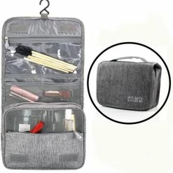 Flash-uitverkoop ✔️ Merkloos Decopatent® Ophangbare Toilettas Met Haak - Dames & Heren - Travel Bag Organizer - Waterdichte Reis Tas - Mannen & Vrouwen - Grijs ✨
