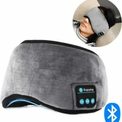 Uitgang 👏 HMerch – Slaapmasker Bluetooth – Slaapmaskers – Verstelbaar / Elastisch – Draadloos – Koptelefoon - Meditatie / Affirmaties / Slapen / Vliegen / Relaxen – Grijs 🎁