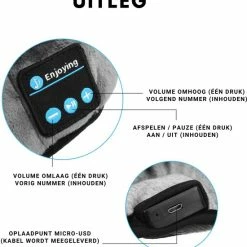 Uitgang 👏 HMerch – Slaapmasker Bluetooth – Slaapmaskers – Verstelbaar / Elastisch – Draadloos – Koptelefoon - Meditatie / Affirmaties / Slapen / Vliegen / Relaxen – Grijs 🎁 -Samsonite Winkel 550x582 5