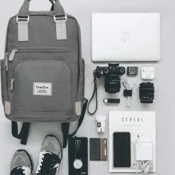 Flash-uitverkoop ⌛ Rugzak Unisex Schoolrugzak Met Laptopvak, Casual Dagrugzak Waterdicht Voor Laptops Van 15,6 Inch En 9,7 Inch Tablet, Laptoprugzak Voor Dames En Heren, Meisjes En Jongens, Mist ⌛