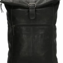 Flash-uitverkoop ✔️ Old West Paint Rock Leren Rolltop Rugtas 15,6 Inch - Zwart ✨