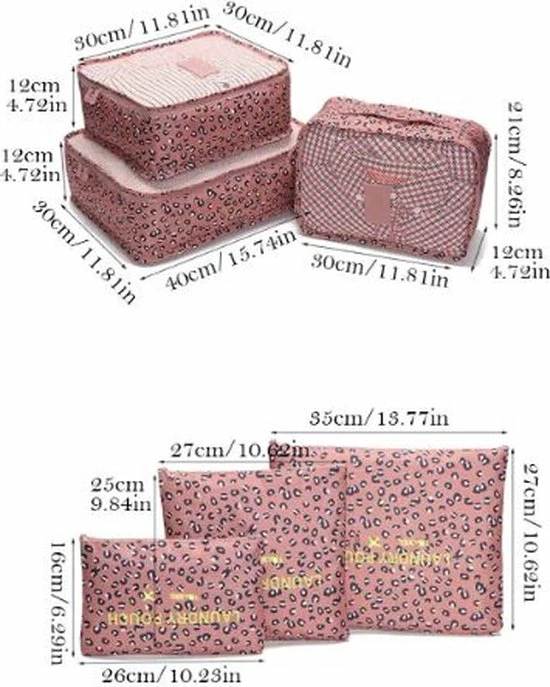 Promo π Jealie Packing Cubes 6-delig - Kleding Organiser Set - Opbergzakken - Reis Zakken - Inpak Kubussen - π Backpack - Reizen - Luipaard Print - Roze π 5 Promo π Jealie Packing Cubes 6-delig - Kleding Organiser Set - Opbergzakken - Reis Zakken - Inpak Kubussen - π Backpack - Reizen - Luipaard Print - Roze π - Afbeelding 3