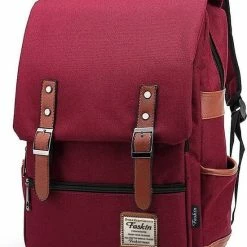 Promo 😍 Veran Rugtas - Rugzak - 25 Liter - 15,6" Laptopvak - Boekentas - Vintage - Laptop - School - Boekentas - Rood 🎁