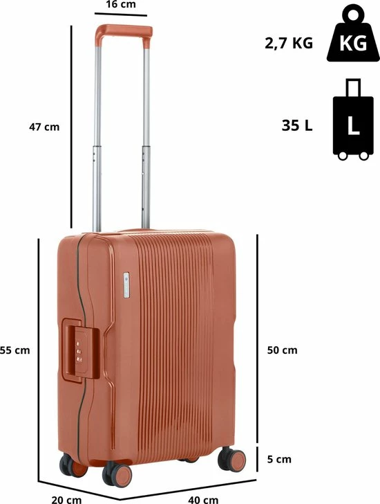 Aanbiedingen 🎁 CarryOn Protector Luxe 👜 Handbagage Koffer - Trolley 55cm Met TSA-klikslot - 4-delige Packer Set - Ultralicht - Terra Oranje 😉 4 Aanbiedingen 🎁 CarryOn Protector Luxe 👜 Handbagage Koffer - Trolley 55cm Met TSA-klikslot - 4-delige Packer Set - Ultralicht - Terra Oranje 😉 - Afbeelding 2